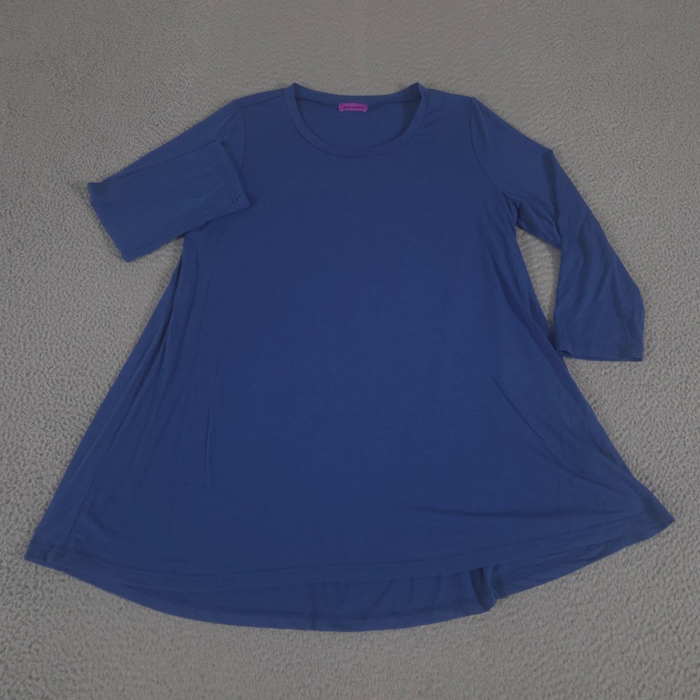Mountain Mamas Top Womens LG/XL Blue Essential Tunic Jersey Knit High-Low Hem